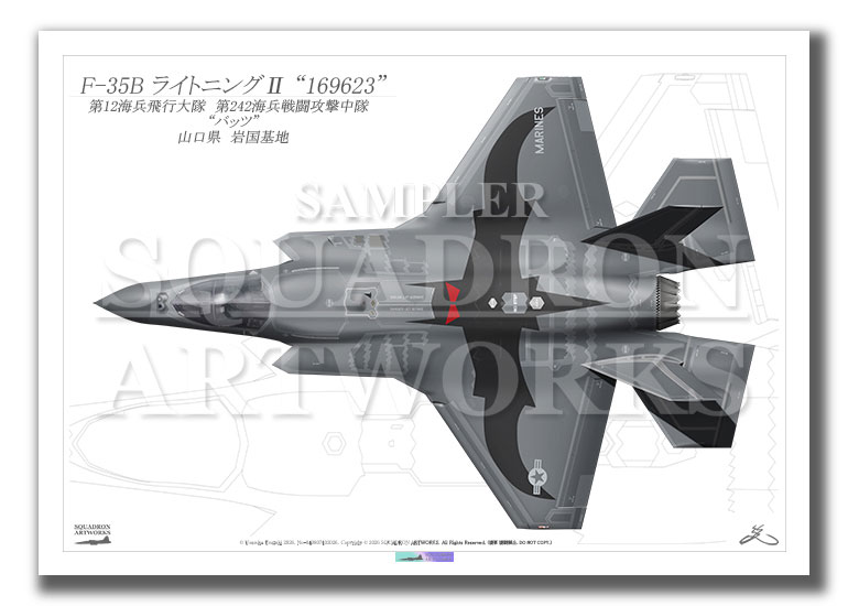 “Top view よこ向き”　F-35B　LightningⅡ　VMFA-242　Bats　“169623”  2026  (A4 Size Print)