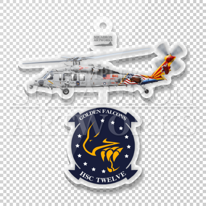 アクリルキーホルダー　MH-60S　ナイトホーク　HSC-12　ゴールデンファルコンズ　Showbird “167832”
