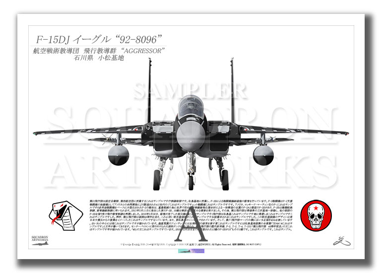 航空自衛隊　JASDF　F-15DJ　イーグル　Front View　飛行教導群　"92-8096"　 (A4 Size Print)