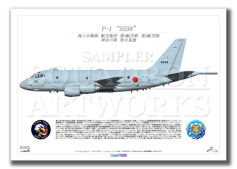 P-1　海上自衛隊　航空集団　第4航空群　第3航空隊　"5538"　（A3サイズ Prints)