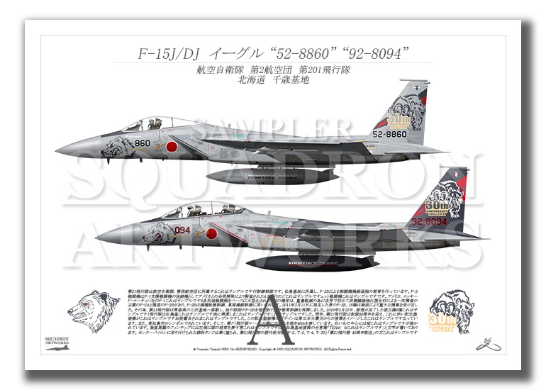 F-15J/DJ イーグル 第201飛行隊 30th Anniv 2機ver （A2サイズ Prnts