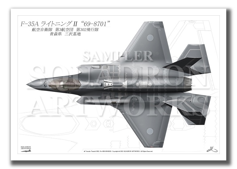 Top view 横向き” F-35A 第302飛行隊 “69-8701” （A3サイズ Print
