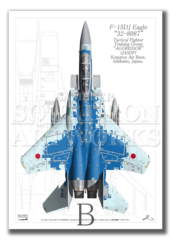 Top view 縦向き” F-15DJ イーグル 飛行教導群 “32-8087” （A2サイズ