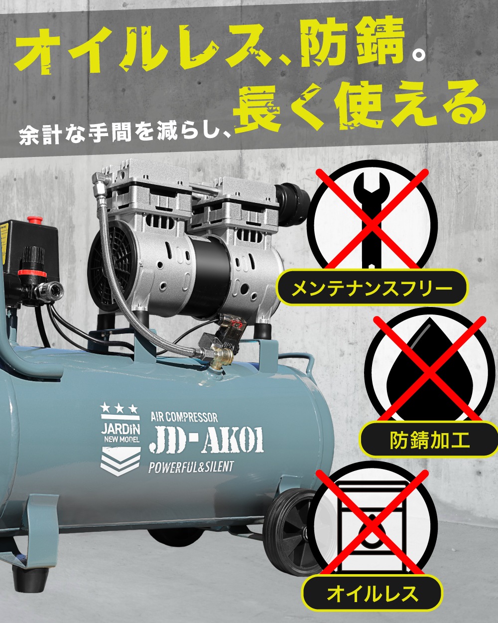 改良モデル】 エアーコンプレッサー 小型 車 30L 静音 ハイパワー 高速 