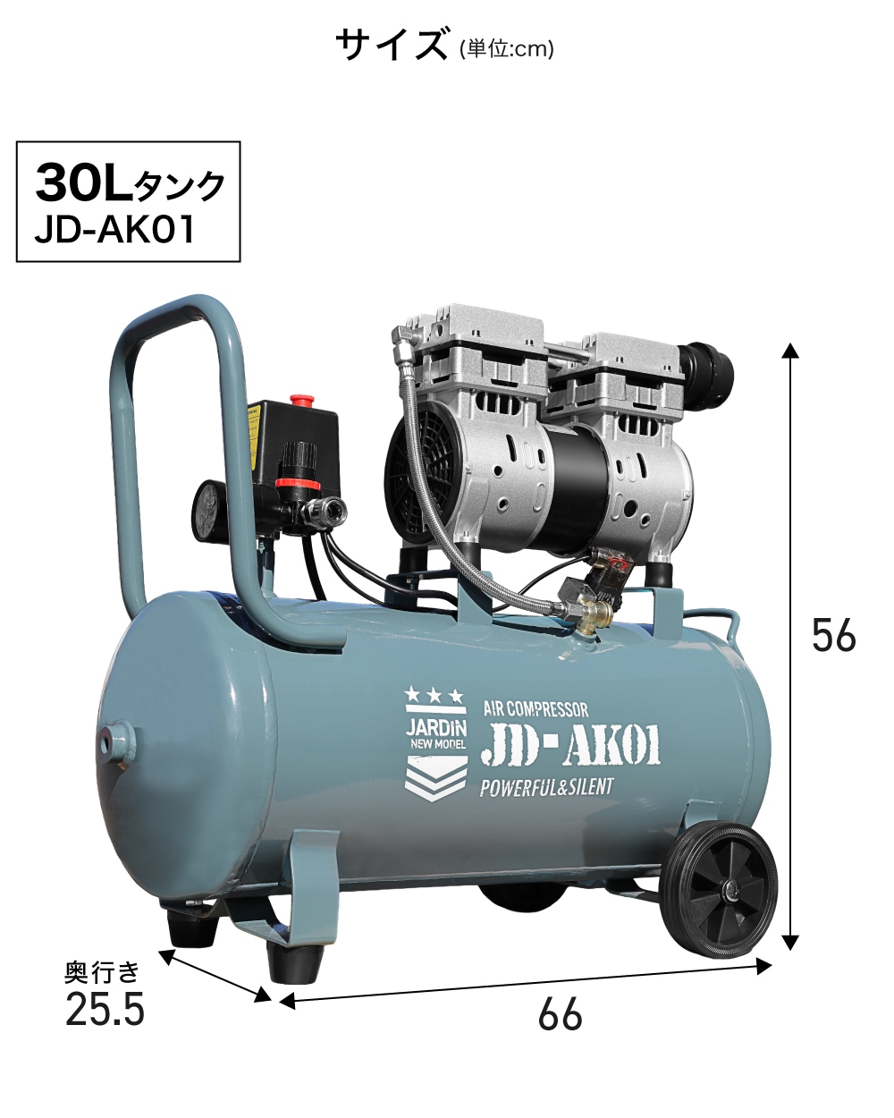 改良モデル】 エアーコンプレッサー 小型 車 30L 静音 ハイパワー 高速