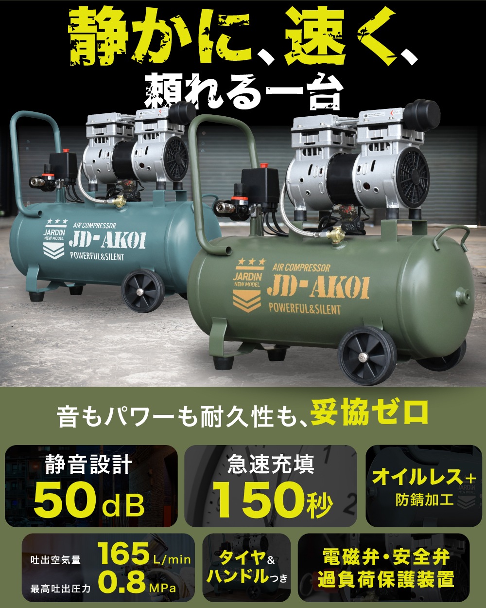 改良モデル】 エアーコンプレッサー 小型 車 30L 静音 ハイパワー 高速