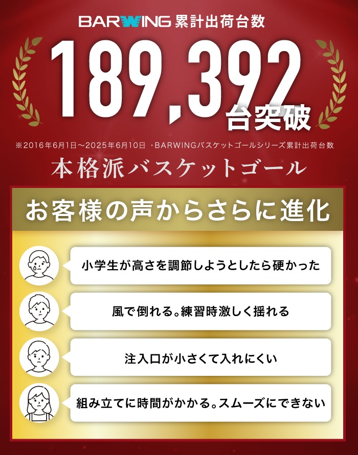 2025年最新モデル】 バスケットゴール 無段階調整 230cm-305cm 2年保証