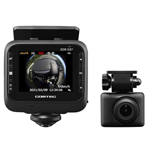 ZDR037 コムテック ドライブレコーダー 800万画素 高画質360°カメラ STARVIS搭載リヤカメラ 日本製 3年保証 GPS ドラレコ 【送料無料】