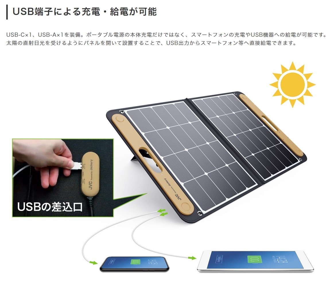 BH-SP68-C JVCケンウッド ポータブルソーラーパネル  最大出力68W 折りたたみ式 災害対策 アウトドア キャンプ 【送料無料】