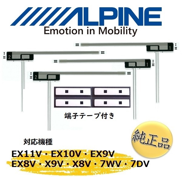 fa-a-4t アルパイン 純正品《ネコポス・代引時間指定不可》フィルムアンテナ 端子テープ EX11V/EX10V/EX9V/EX8V/X9V/X8V/7WV/7DV用 セット 【送料無料】