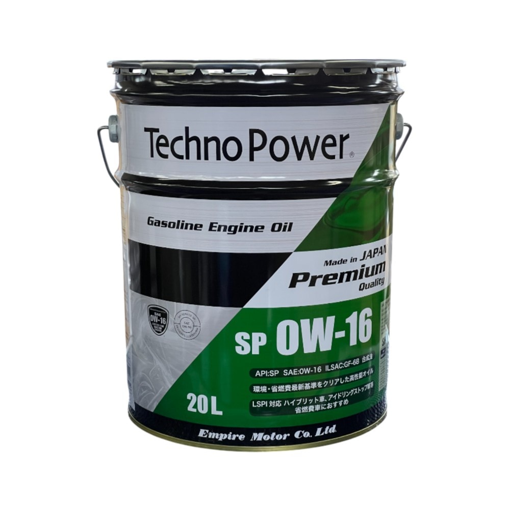 トヨタ SP 0W-16 GF-6B エンジンオイル 20L 日本製】TP-SP0W16-20 Techno Power テクノパワー 合成油 SP GF-6B