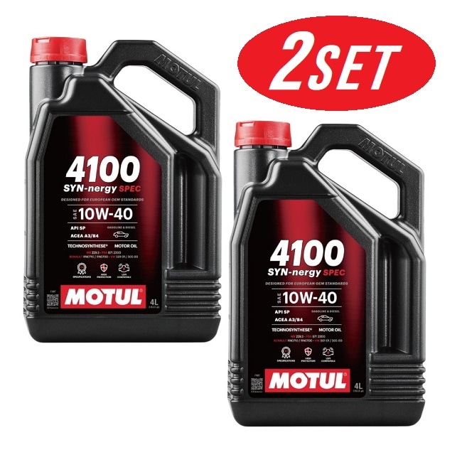 【お得な2本セット】113910 MOTUL (モチュール) 4100 SYN-NERGY SPEC 10W40 4L 新商品 部分合成 旧107720 【送料無料】