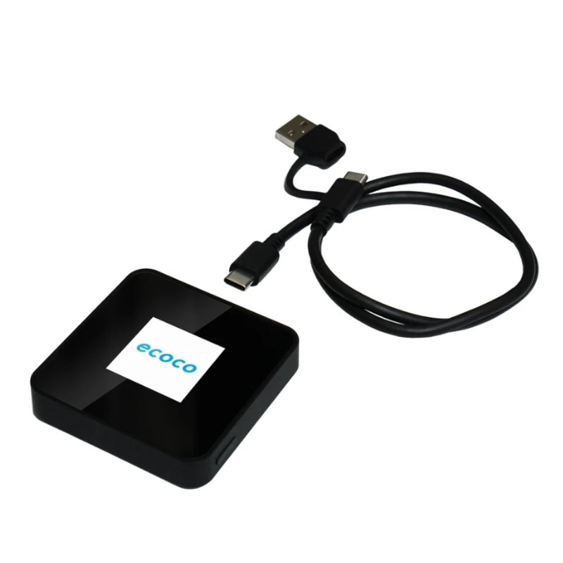 【100GB付き】ecoco TD20給電ポケットWi-Fi ディスプレイ付 契約不要 月額費用無し リチャージ 可能 1年間有効期限 ブラック 【送料無料】