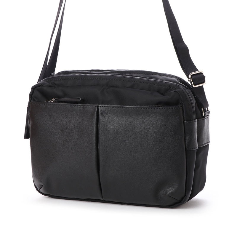 ナイロン×牛革コンビシリーズ 横型ショルダーバッグ Mサイズ