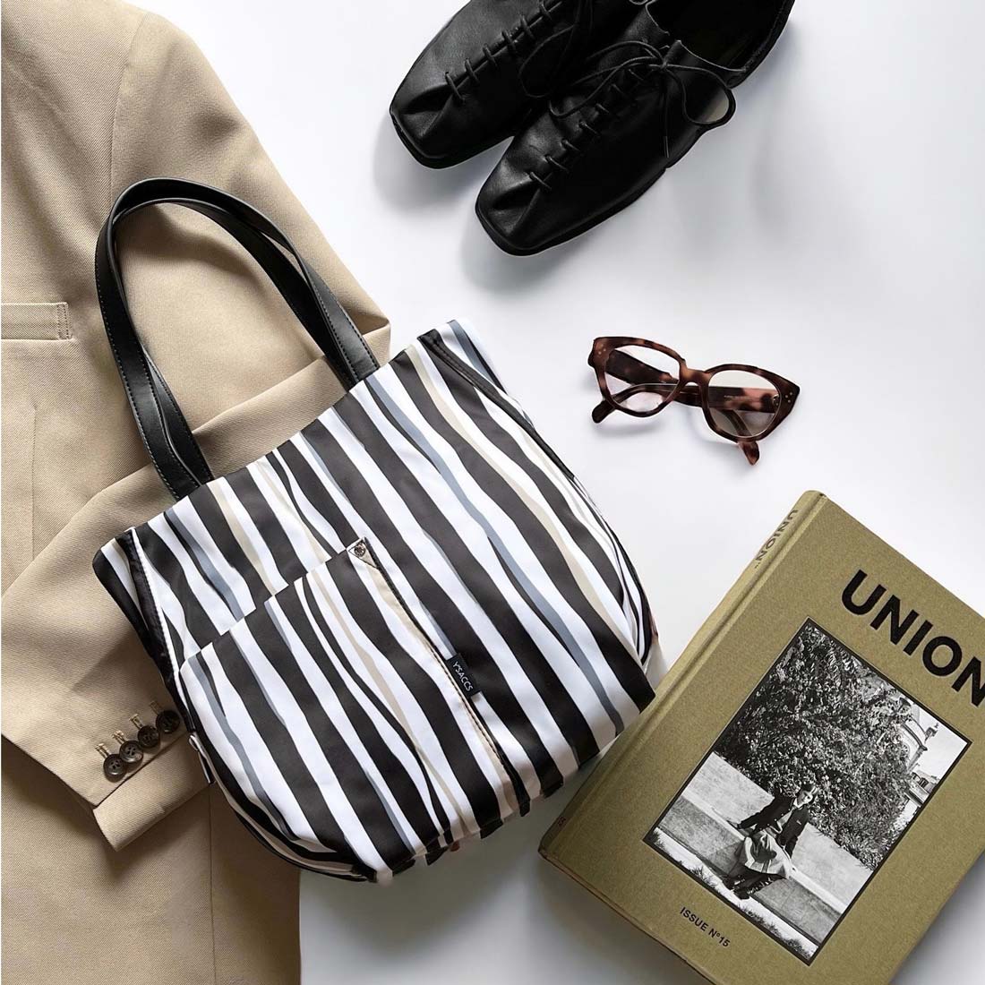 ドローイングストライプ　ミニトートバッグ