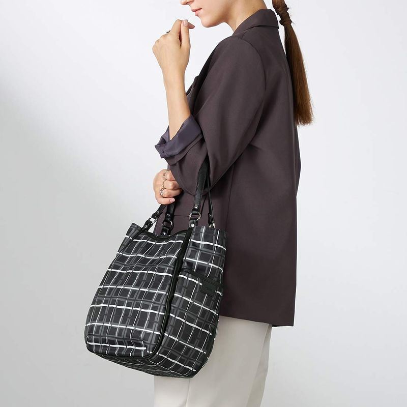 ドローイングチェックトートバッグ