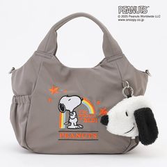 SNOOPYデザイン サイドギャザー2wayトート　Sサイズ(レインボー）