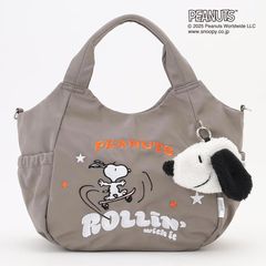 SNOOPYデザイン サイドギャザー2wayトート　Mサイズ(スケートボード）