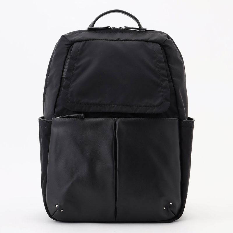 NEWナイロン×レザーコンビシリーズ 前ポケットラージリュックサック