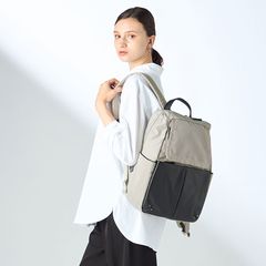 NEWナイロン×レザーコンビシリーズ　前ポケットラージリュックサック