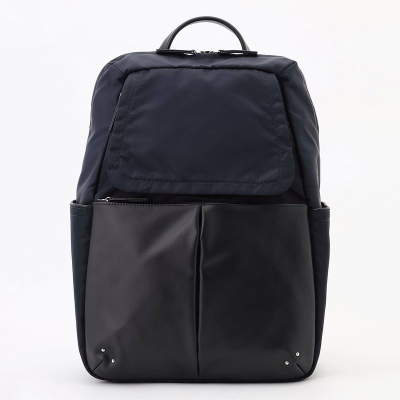NEWナイロン×レザーコンビシリーズ　前ポケットラージリュックサック