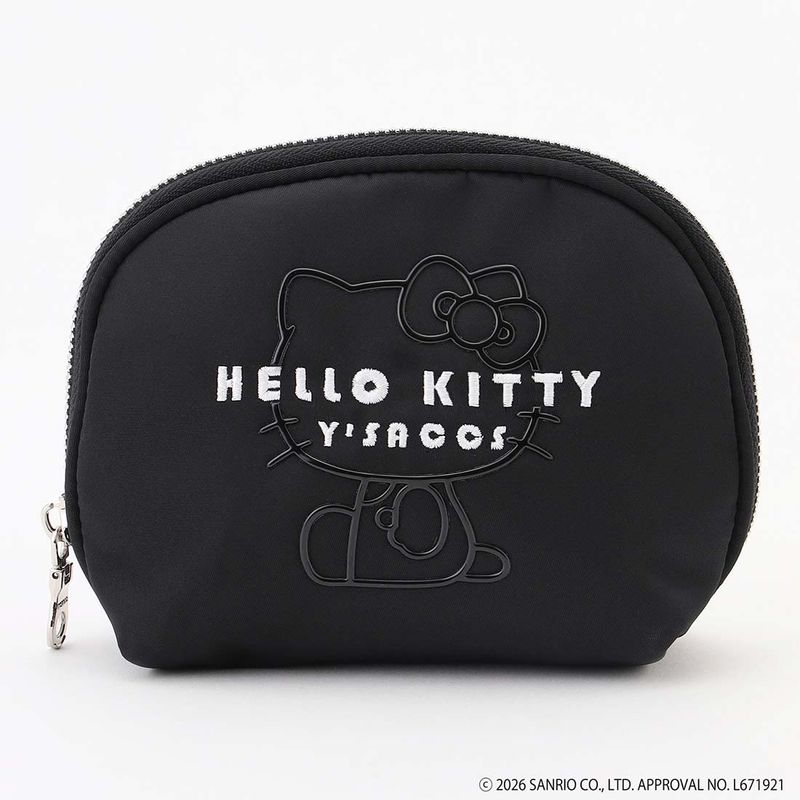 【Y'SACCS×HELLO KITTY】ハローキティプリントロゴ刺しゅうシェルポーチ