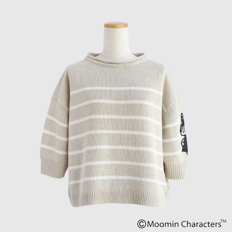 ワイズフォーリビング　ムーミン　リトルミイ　5分袖　ボーダー　サマーニット MOOMIN×a part of me.】L/Cボーダーニット 五分袖プルオーバー