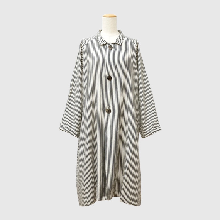 【新品】シャルレ EL721.722 軽やかロングジレ、カーディガン M～L CRSツイルストライプ ロングカーディガン｜Y's for living +fabric