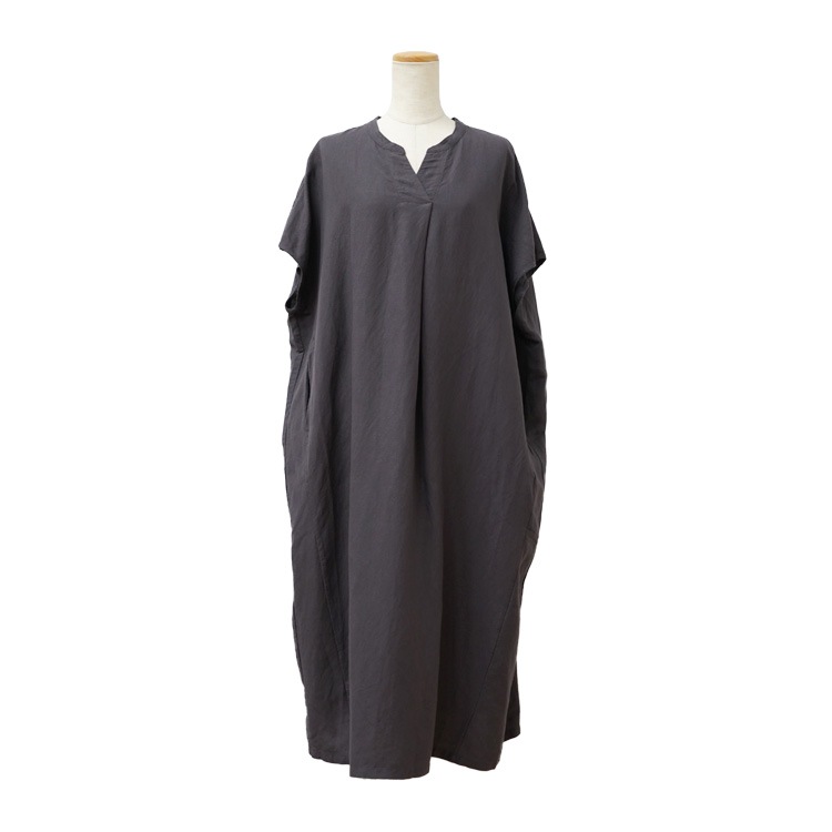 BRIEFING 訳あり美品 グレー モックネックワンピース Sサイズ 2025SS SALE】R/Lクロスワッシャー スリットネックワンピース