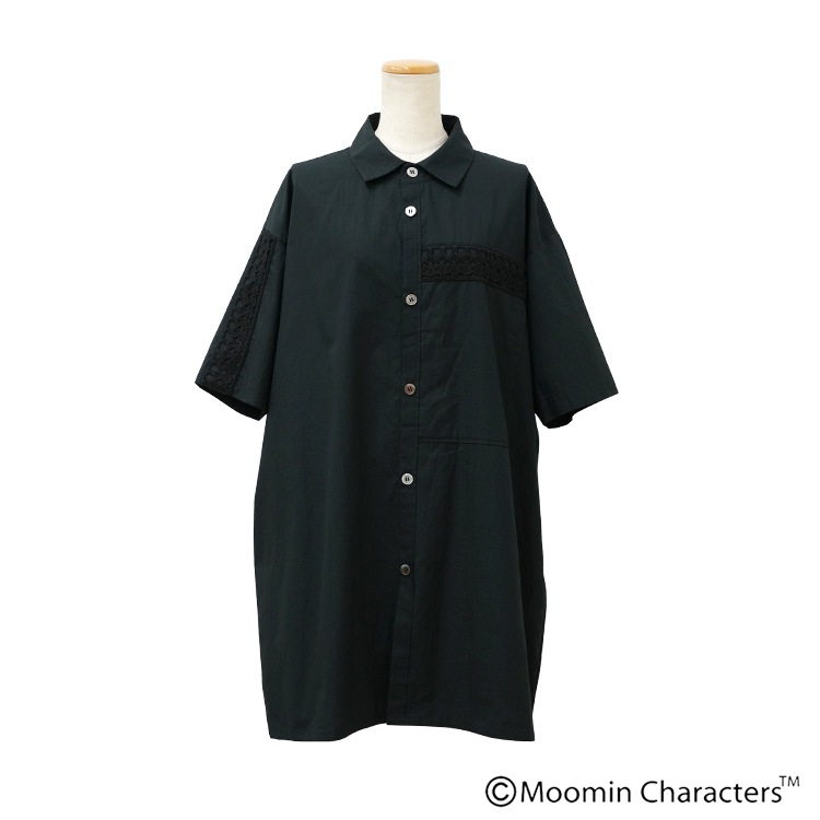 Moomin×apart of me. ロングワンピース 黒 F *CD1367 MOOMIN×a part of me.】ブロードワッシャー+リトルミイレース