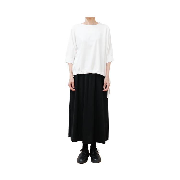 【Y's for Living】Y's ロングスカート　ウール100% 黒　F WOOL GABARDINE LEFT CLOTH SKIRT(XS Black): Y's｜THE SHOP