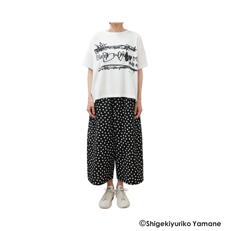 タイムセール新品定価以下HEVEヘイヴ　リボンドットパンツ　チャコール サイドヘムタックパンツ(S GREIGE): ボトムス │ ETRE TOKYO