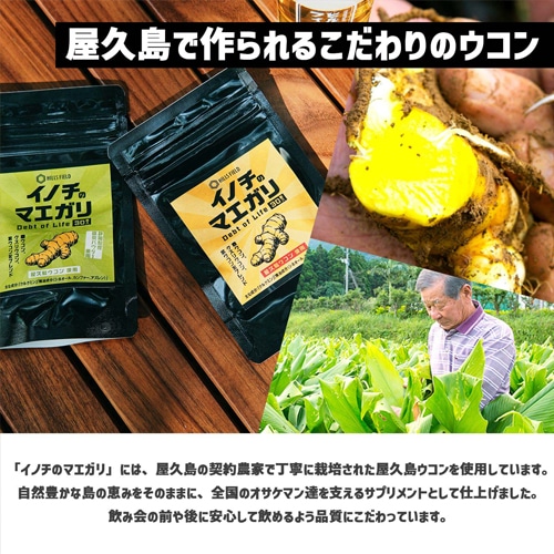 HILLS FIELD ヒルズフィールド 屋久島ウコン配合のウコンサプリ -イノチのマエガリ- 1袋30粒入 x3パック HF-SPL-UCN