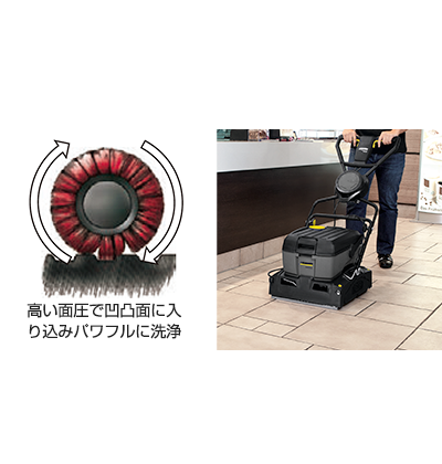 ローラーブラシ床洗浄機100V長期レンタル