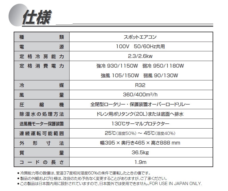 AirU様 リクエスト 2点 まとめ商品 ユアサプライムス.com｜ハイアール スポットクーラー 2.3kW/2.6