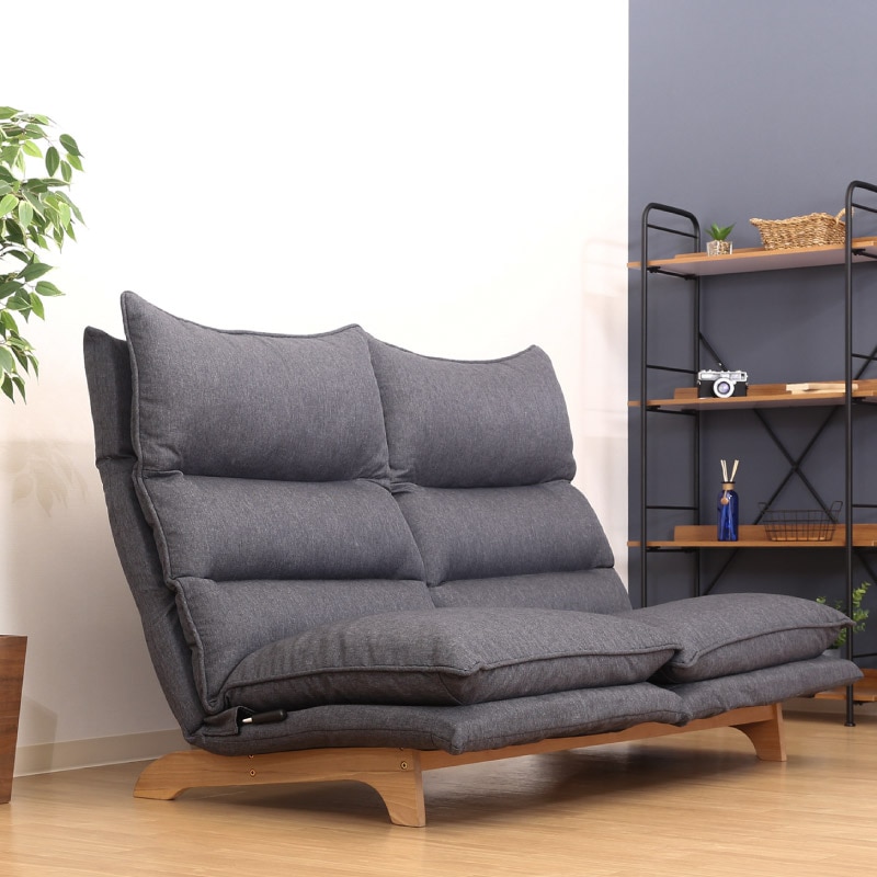 【新品・送料無料】ダブルクッション座椅子 フィット2 2P DGY ユアサプライムス.com|19207 ダブルクッション座椅子 2P