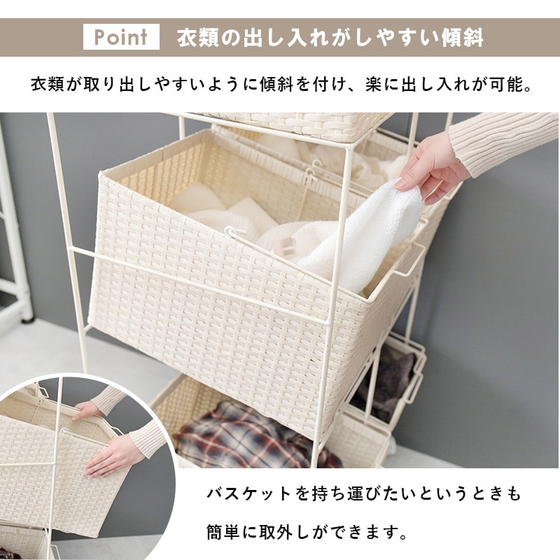 ユアサプライムス.com｜ランドリーラック バスケット付き 大容量