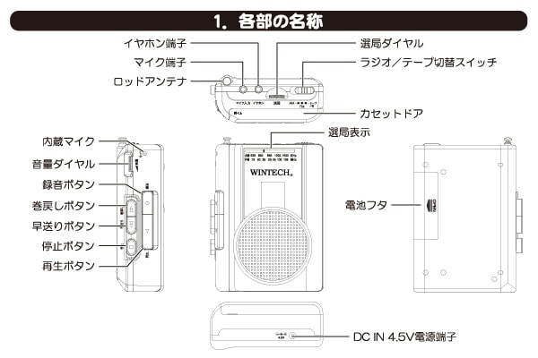 ユアサプライムス.com｜カセットテープレコーダー PCT-02RM マイク内蔵