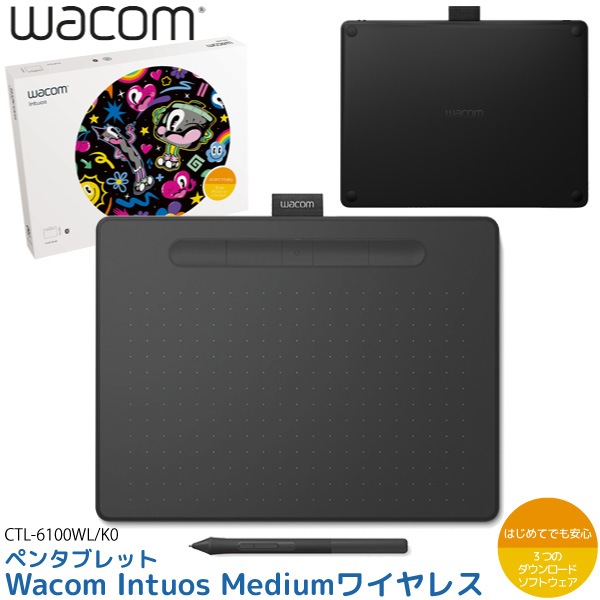 拾 ڥ󥿥֥å Wacom Intuos Medium 磻쥹 CTL-6100WL/K0 ֥å ɮ4096٥롦Хåƥ꡼쥹ڥ
