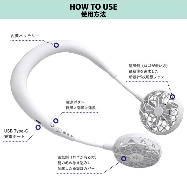 SPICE�����ѥ��� ���֥�ե��� �ϥ󥺥ե꡼ �ݡ����֥� ������ Wfan DF201WH �ۥ磻��