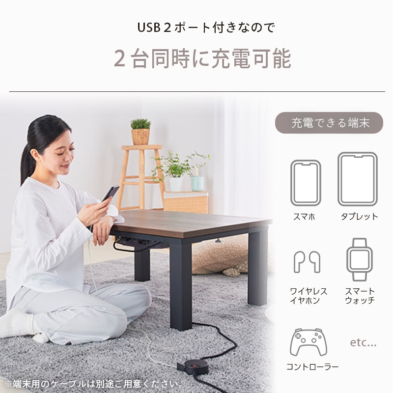 ユアサプライムス.com｜USBポート付き こたつコード 2ピン専用 125V 7A