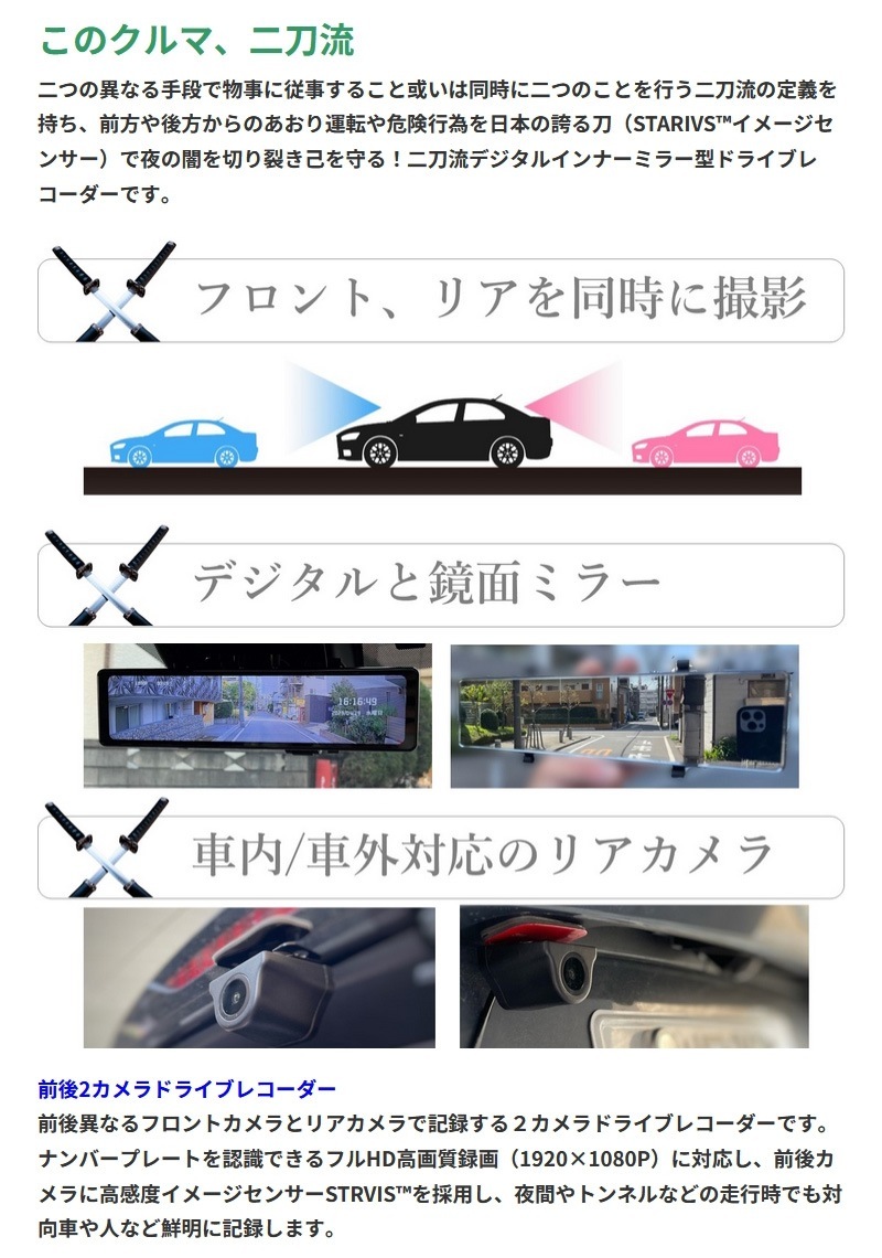 PAPAGO �ǥ����륤��ʡ��ߥ顼���ɥ饤�֥쥳������ GSDME01-64GB ���ѥ졼�ȼ� ����2����� �ե�HD ���� �ɿ�ꥢ����� GPS HDR��� �ɥ�쥳 ����Բ�