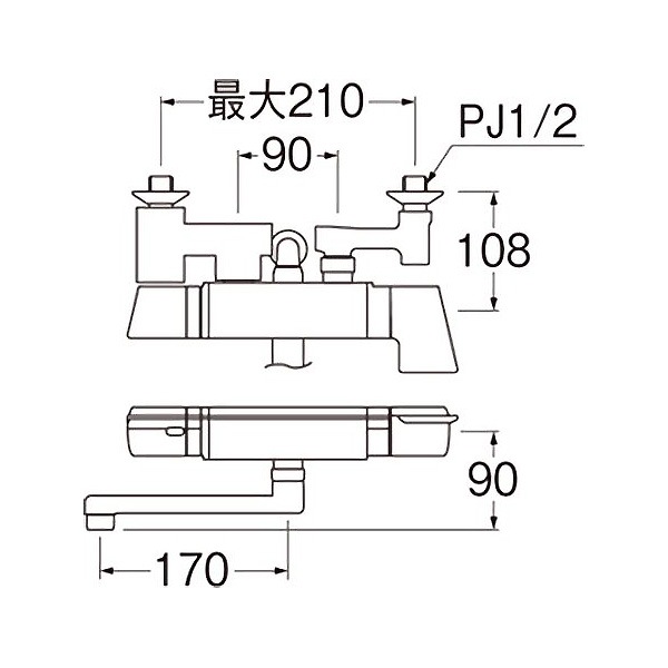 壁付サーモスタットシャワー混合栓 寒冷地用 SK18121CT3UK-13 水栓金具 浴室用 バス水栓 三栄水栓 の通販