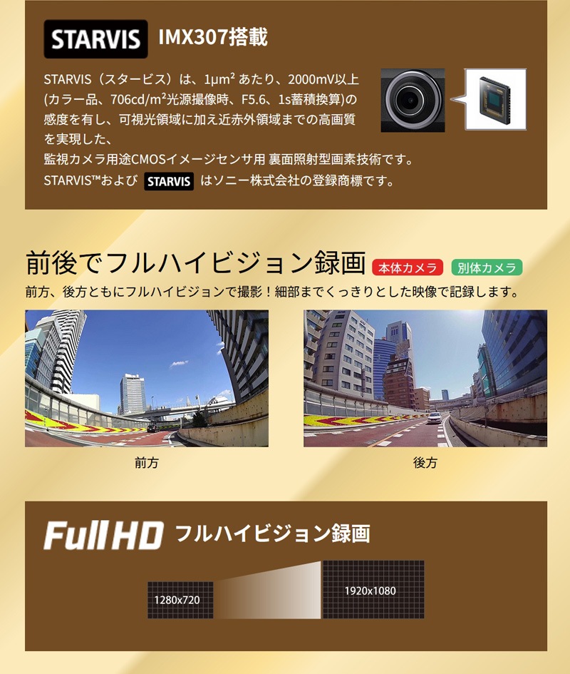 P&B　DAMD×セルスター ドライブレコーダー&セーフティレーダー ユアサプライムス.com｜セルスター 前後2カメラドライブ