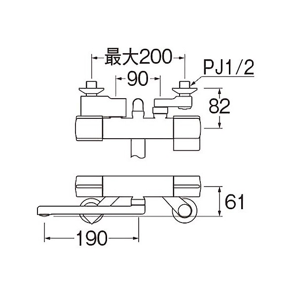 壁付サーモスタットシャワー混合栓 寒冷地用 SK18CS5K-13 水栓金具 浴室用 バス水栓 三栄水栓の通販