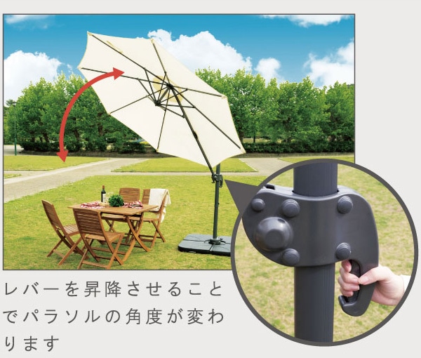 UMBRELLA ガーデンスクエアパラソル 耐候性 360度回転 角度調節 UMBRELLA ガーデンスクエアパラソル 耐候性 360度回転 角度調節