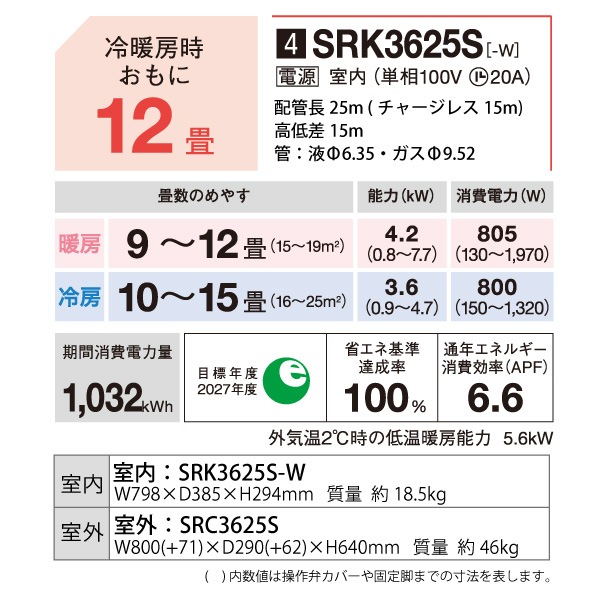 ɩŹ 롼२  12 ӡС SRK3625S-W 3.6kw S꡼ դɸ๩ ñ100V SRK3625SW ե󥹥Ρ MITSUBISHI