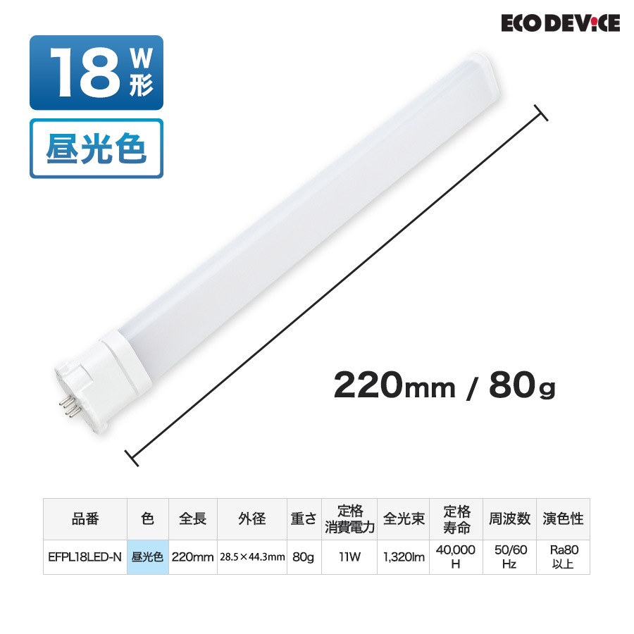 ユアサプライムス.com｜エコデバイス LED蛍光灯 18W形 コンパクト形