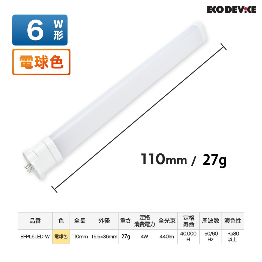 ユアサプライムス.com｜エコデバイス LED蛍光灯 6W形 コンパクト形