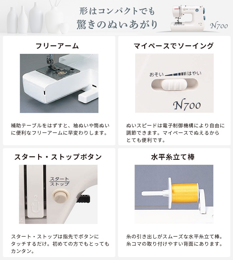 Υ JANOME ʰŻҥߥ Żҥߥ N700  ѥȥߥ ܳʵǽ   ̤ ѥե ե꡼ LED饤 ϡɥС Բ